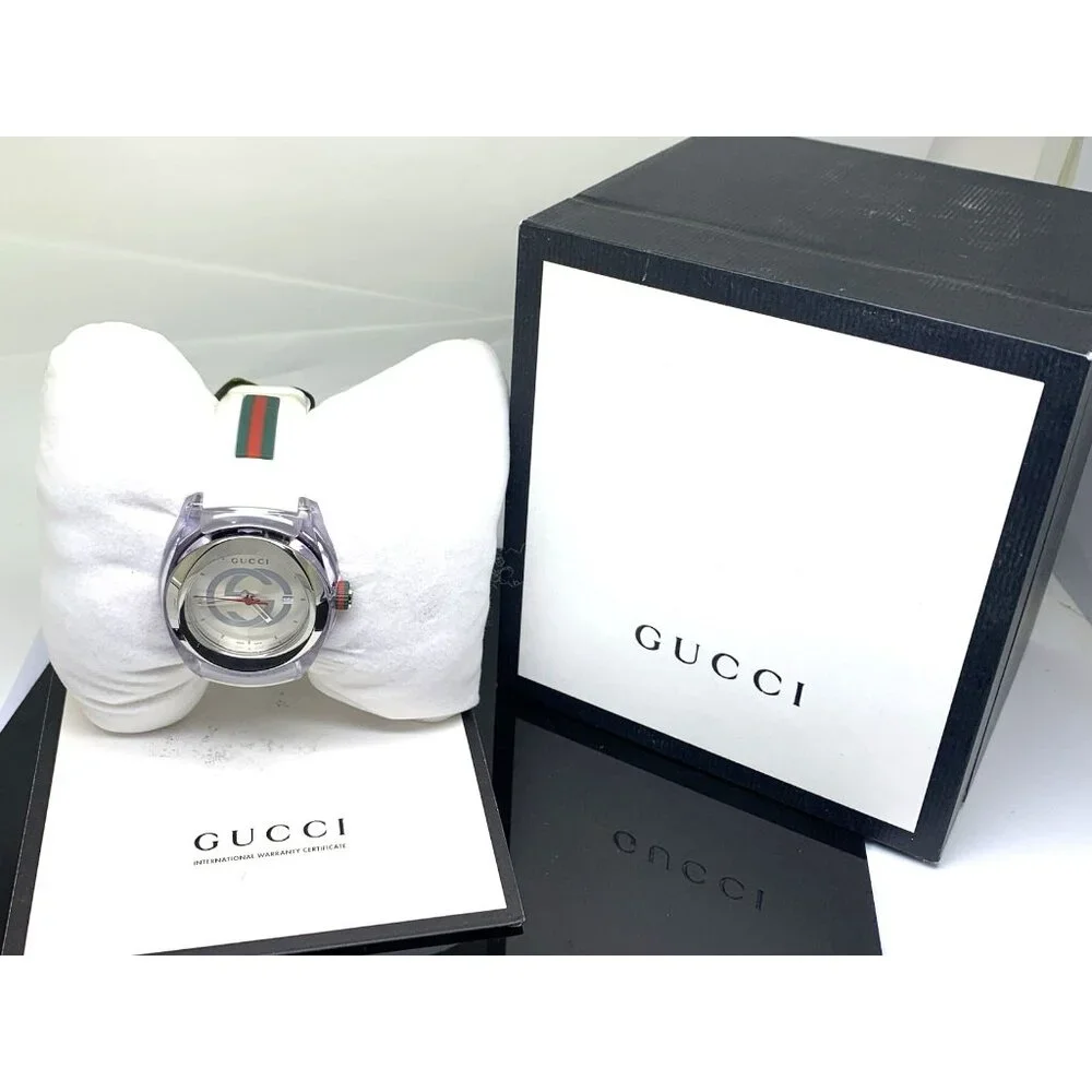 GUCCI Women's Watch SYNC YA137302 Swiss Quartz White Rubber Band 36mm - Picture 3 of 14